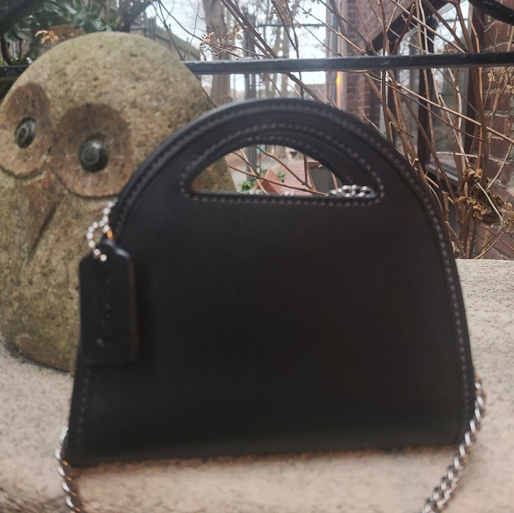 Coach Top Handle Card Case Mini Crossbody Chain Wallet Black New